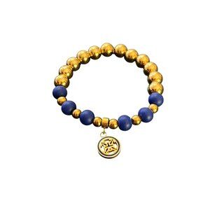 Rustic Cuff Navy Silicone and Metal  Logo Stretch Bracelet